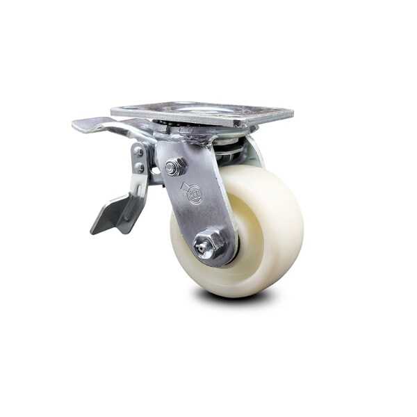 4 Inch Nylon Swivel Caster with Roller Bearing and Total Lock Brake SCC